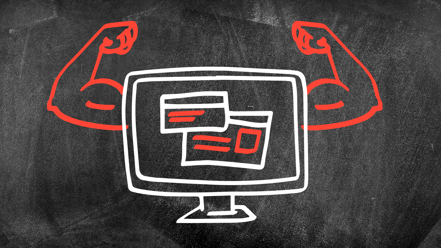 sketch of computer with muscles