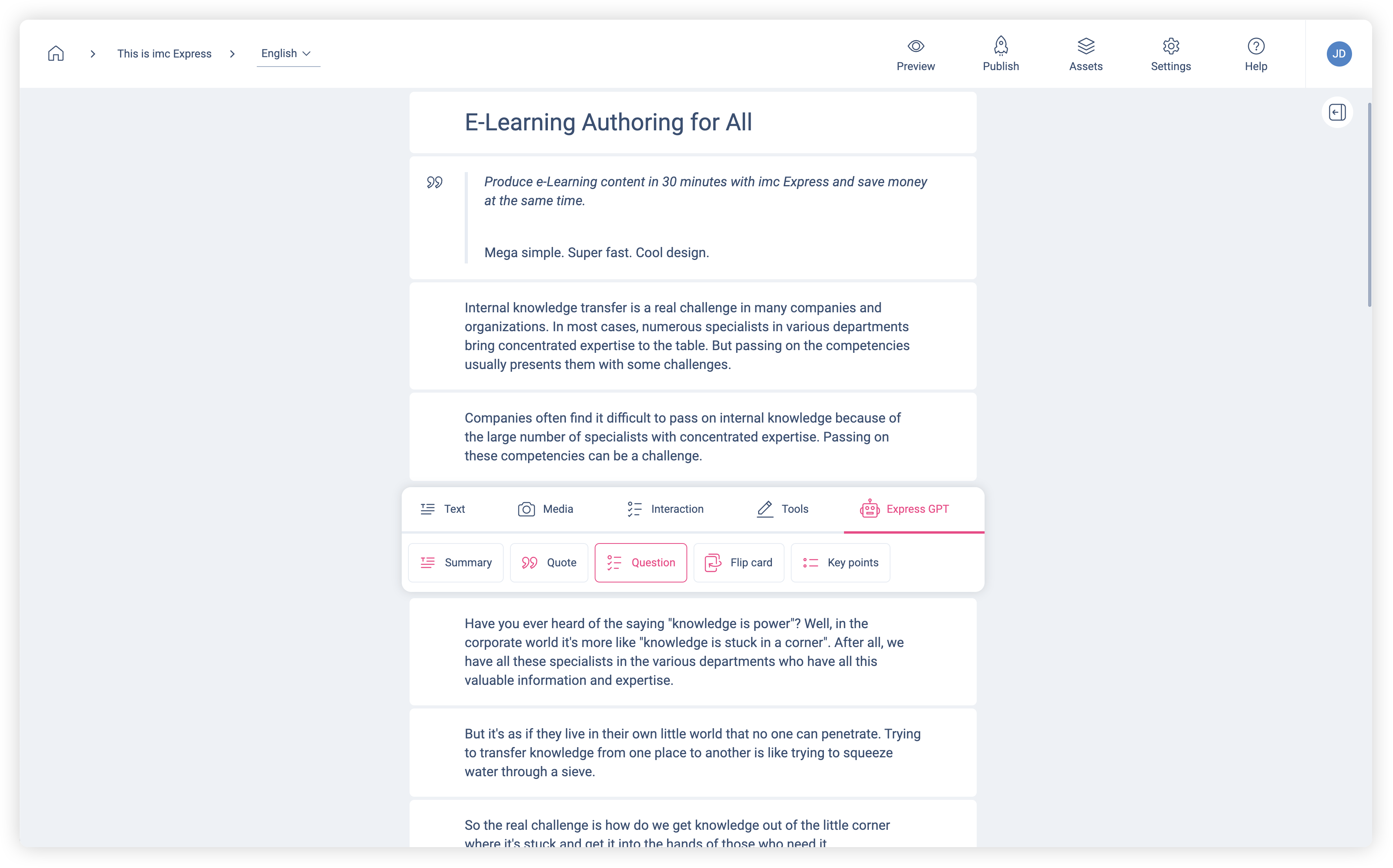 imc Express GPT features