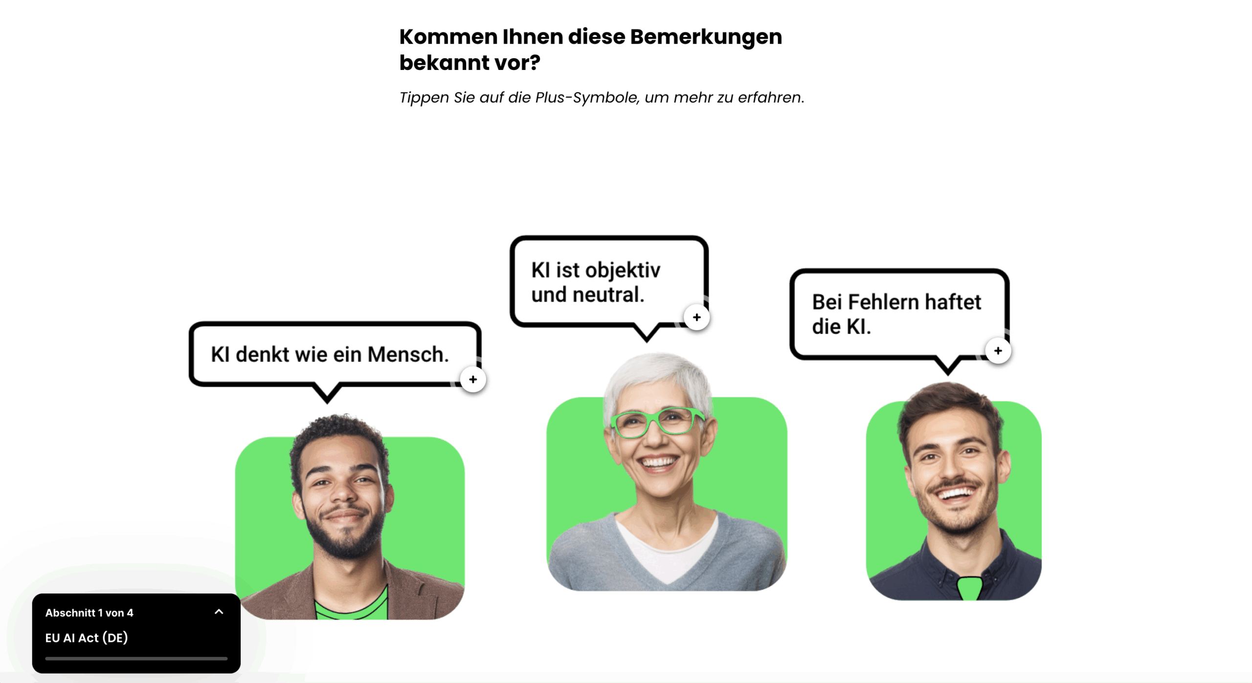 mehrere Leute geben ihre Meinung zum IMC EU AI Act Compliance Training