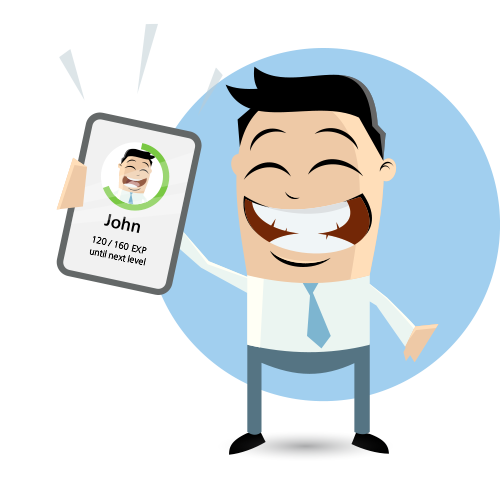 illustration of man holding tablet
