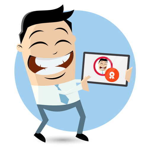 illustration of man holding tablet