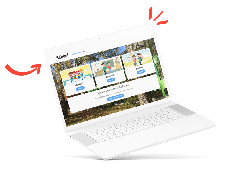 learning platform with orange drawings on top
