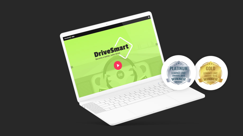 TAC drivesmart mockup with learnx award badges