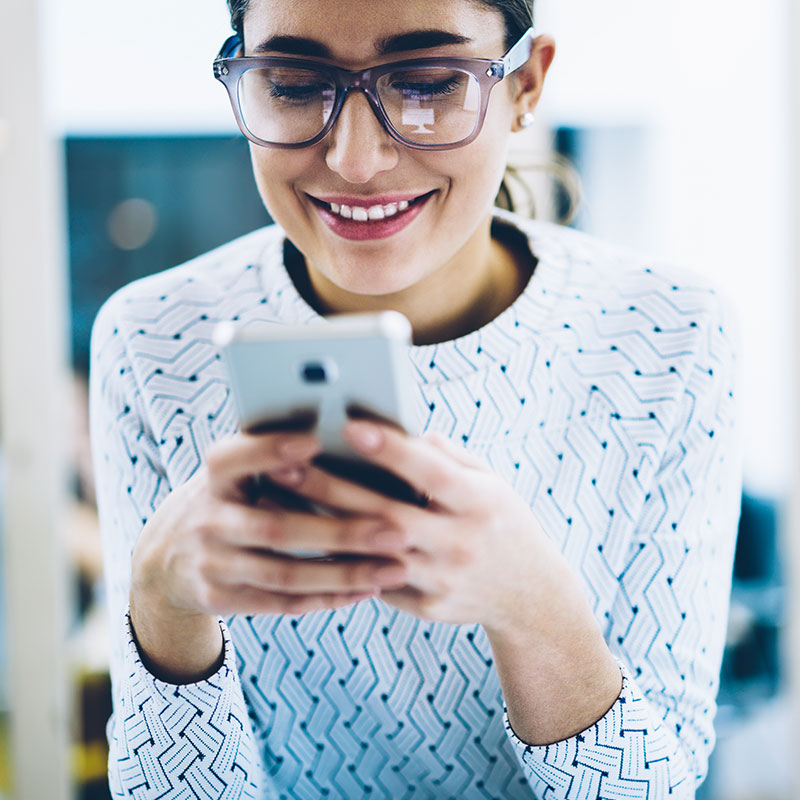 women has easy access on her phone