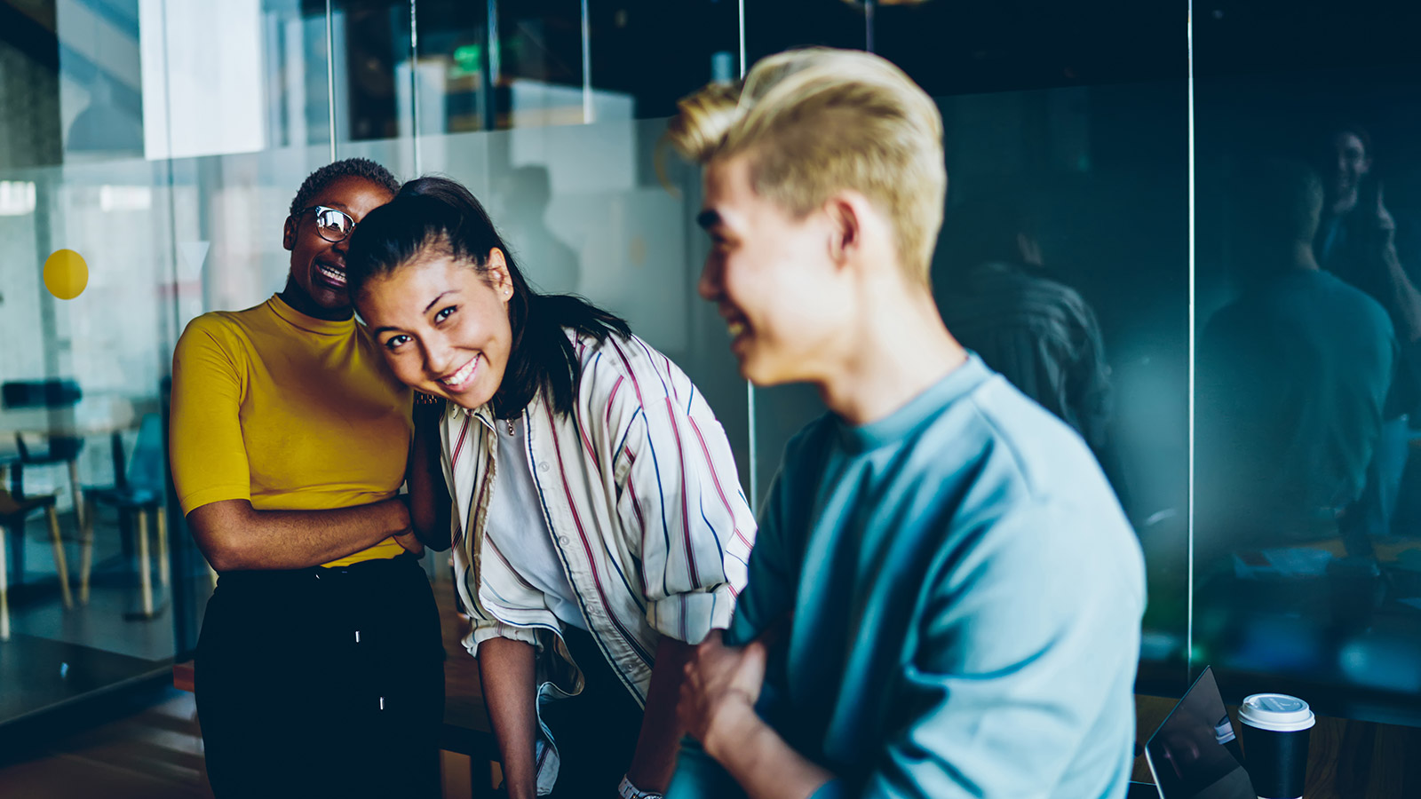 happy coworkers in a psychologically safe workplace