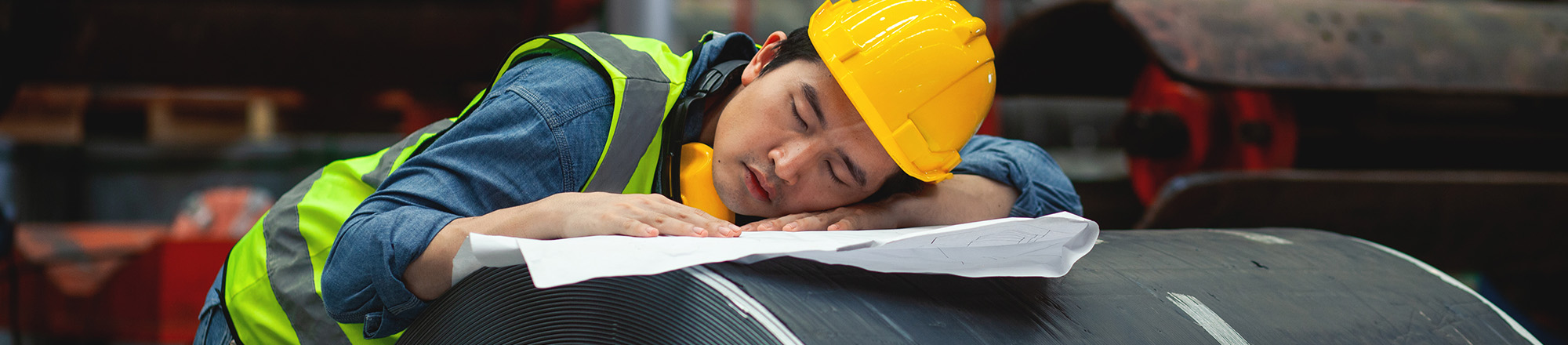 man asleep at work
