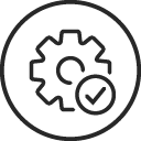 Icon gear with a tick on it
