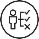 Person facing a decision node icon
