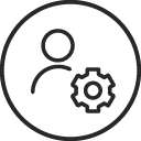 Logo of person next to a cog