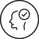 Person thinking with tickmark icon