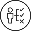 Person with decision nodes icon