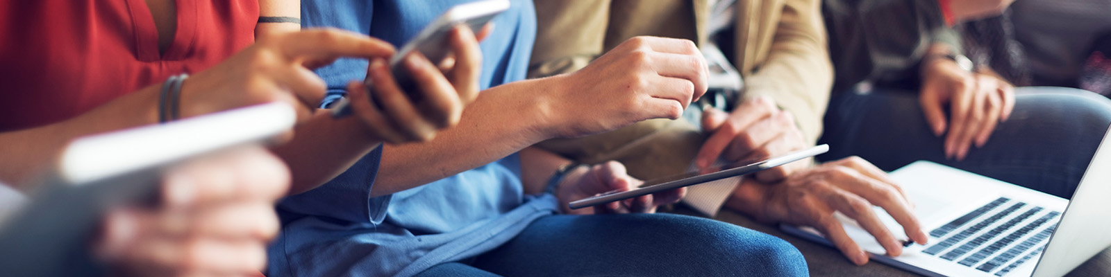 people using many different devices